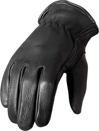 Black leather gloves - leather, mens